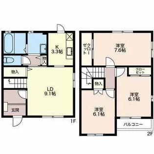 静岡県富士市伝法【一戸建】の間取り