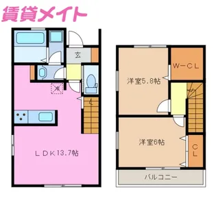 カーサディ・フワリ【1階】の間取り
