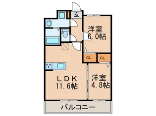 レフィナード博多【2階】の間取り