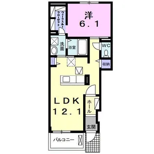エチカ森岡 B【1階】の間取り