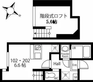 ハーミットクラブハウスルペ【1階】の間取り