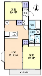ローズハイムA【1階】の間取り