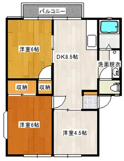 ついてるハイツA【1階】の間取り