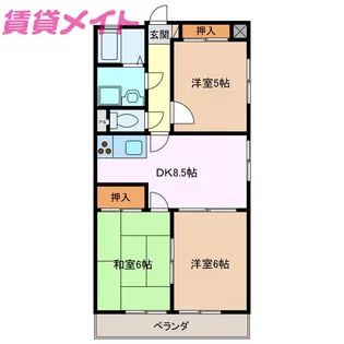 レジデンス優珈里【6階】の間取り