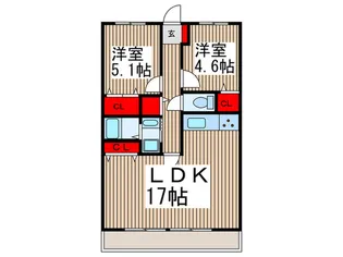 入間市駅 徒歩8分 2LDK 都市ガス RC造【3階】の間取り