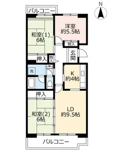 UR若山台第4【4階】の間取り
