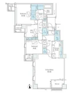 パークマンション千鳥ヶ淵【5階】の間取り