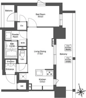 LIBR GRANT西新宿WEST【7階】の間取り