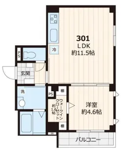 パーシモン浅草【3階】の間取り
