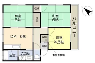 いわたコーポ2号棟【2階】の間取り