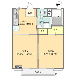両毛ハイツ小中【2階】の間取り