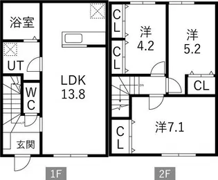 KSK水沢 E棟の間取り
