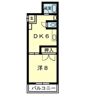 1DKの間取り画像