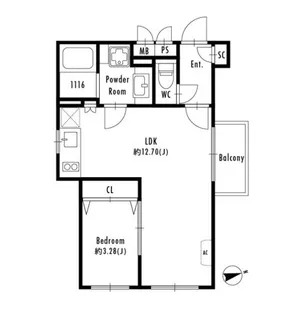 東京都中野区中央2【マンション】の間取り