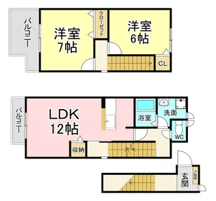 福岡県北九州市小倉南区上吉田1【アパート】の間取り