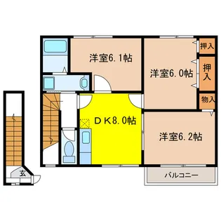 カーサプリマデーラB【2階】の間取り