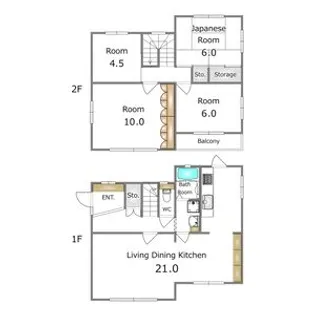 栃木県宇都宮市兵庫塚3【一戸建】の間取り