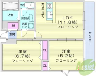 アルモニーパル【2階】の間取り