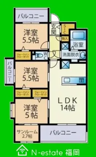 福岡県福岡市西区石丸1【マンション】の間取り