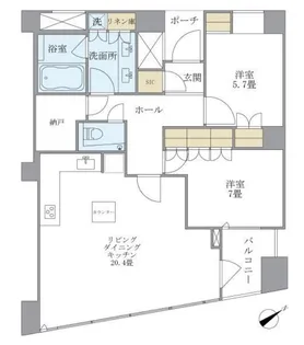 品川Vタワー タワー棟【32階】の間取り