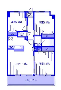 シャンティ等々力【4階】の間取り