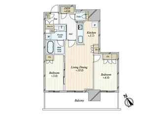プラウドタワー小岩フロント【5階】の間取り