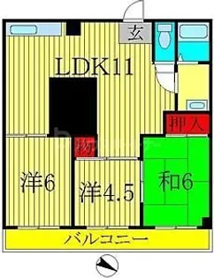 タウンハイツ亀有2号棟【5階】の間取り