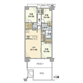 プラウド元住吉ガーデンズ【1階】の間取り