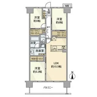 ファインシティ武蔵野富士見【2階】の間取り