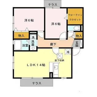 アムール三輪 B棟【1階】の間取り