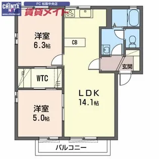 カーサジョイ B【2階】の間取り