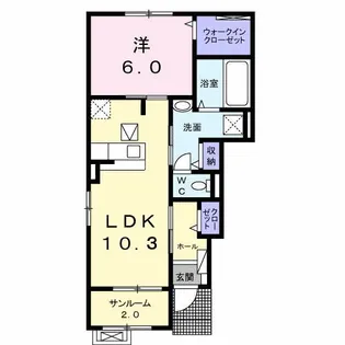 ジェネ ラ フォレ JNS【1階】の間取り