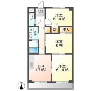 レイクアベニュー白鳥【3階】の間取り