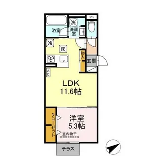 TORISIA大慈寺町B【1階】の間取り