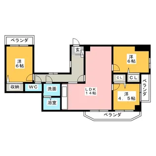ユーハウス志賀本通【3階】の間取り