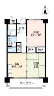UR東門真【8階】の間取り
