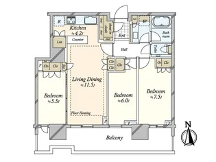 HARUMI FLAG SUN VILLAGE T棟【13階】の間取り