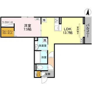 埼玉県越谷市レイクタウン2【アパート】の間取り