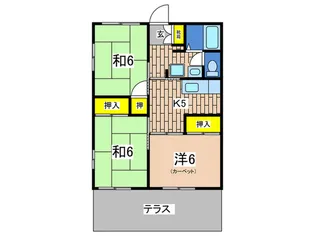 グリーンコーポ三ッ沢【1階】の間取り