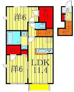 シェソワIIE棟【2階】の間取り