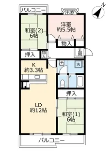 UR平城左京【2階】の間取り