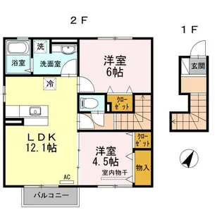 ハピネス B棟【2階】の間取り