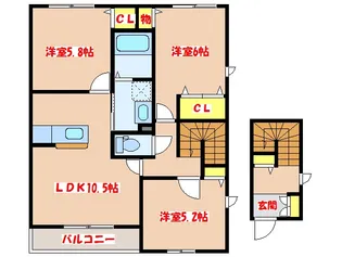 ヴィラーチェ平佐 A棟【2階】の間取り
