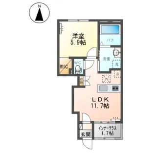グランディス KUU I【1階】の間取り