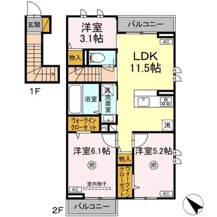 ハレカフア【2階】の間取り
