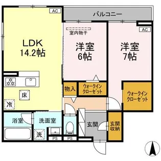 D-Crinum共栄町【1階】の間取り