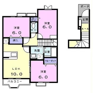 愛知県蒲郡市形原町西中畑【アパート】の間取り