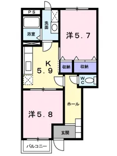 ウイング・ブルー【1階】の間取り