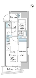デュオフラッツ日本橋水天宮【3階】の間取り