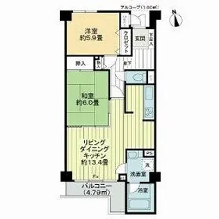 2LDKの間取り画像